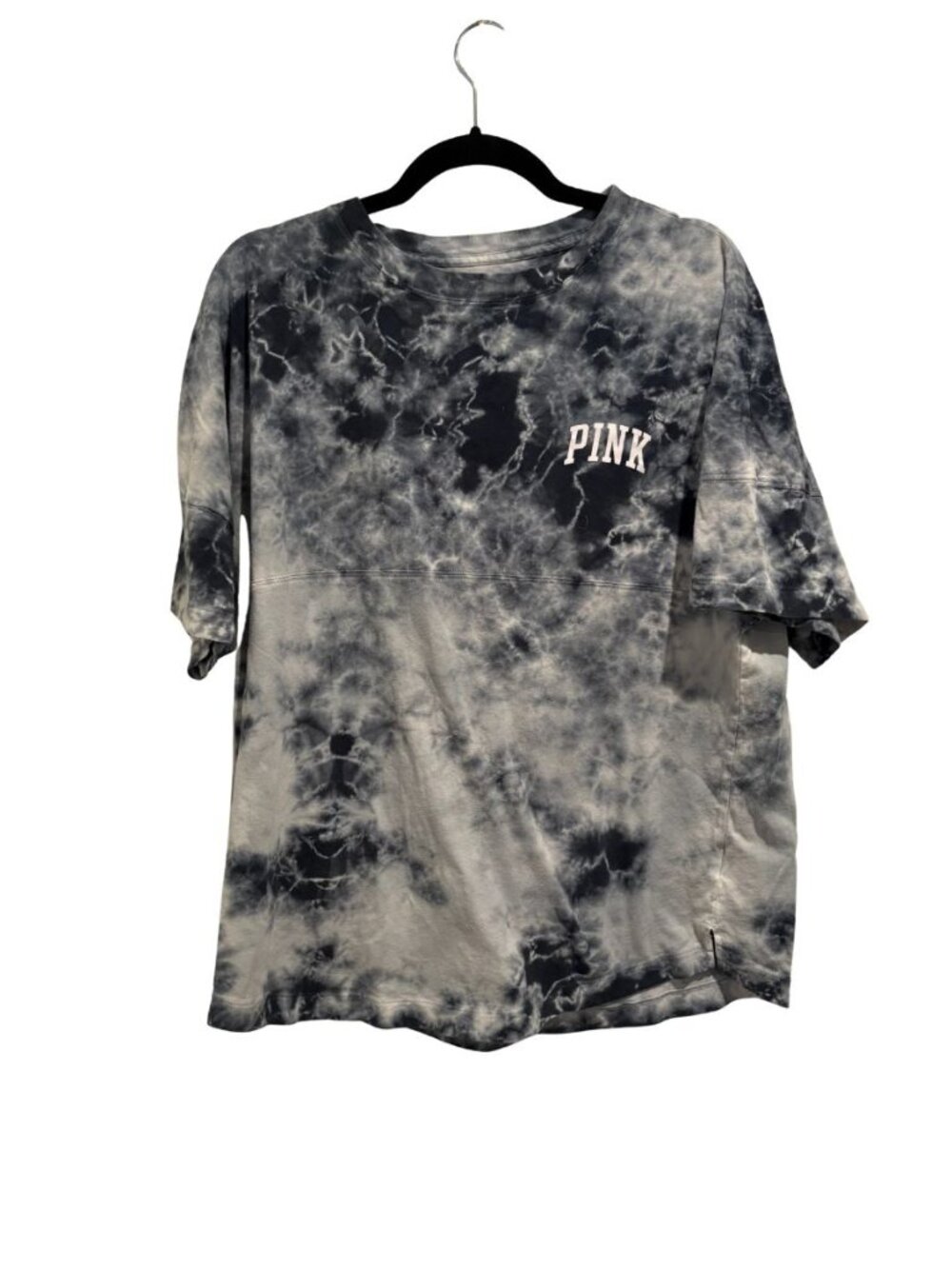 PINK Victoria's Secret Gray Black Tie Dye Campus Tee Size Medium